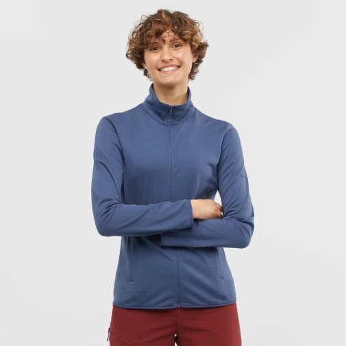 Navy Salomon Essential Lightwarm Full Zip Women's Jackets | IE VA4318